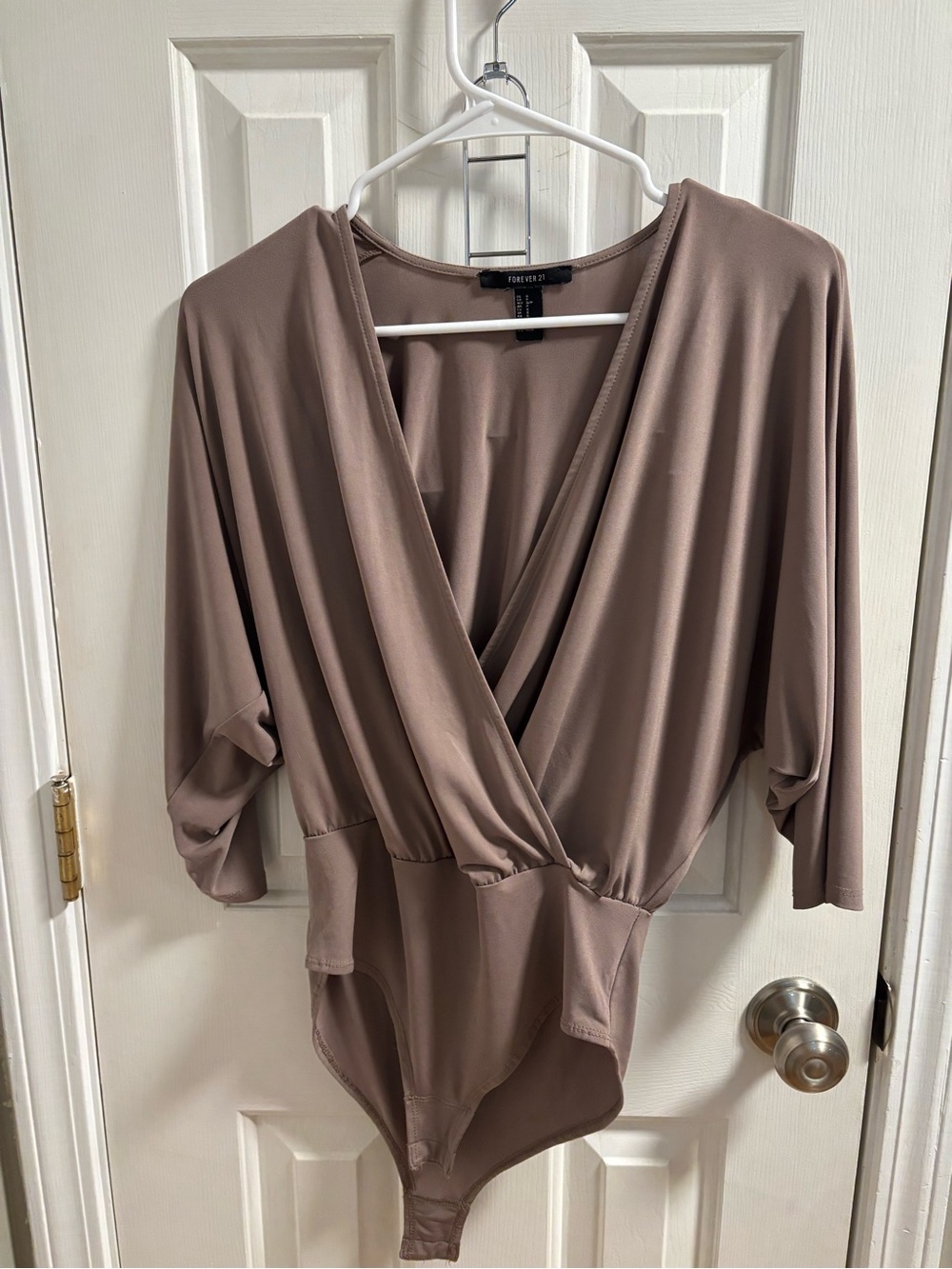 Forever 21 Mauve Taupe Surplice Bodysuit